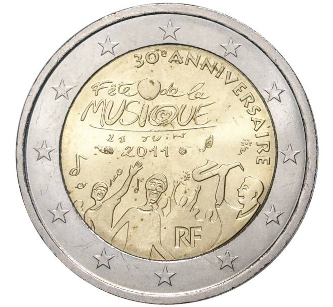 Монета 2 евро 2011 года Франция «30 лет Дню музыки во Франции» (Артикул M2-6334)
