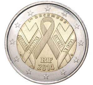 2 евро 2014 года Франция «Всемирный день борьбы со СПИДом» — Фото №1