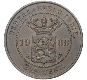 2 1/2 цента 1908 года Голландская Ост-Индия