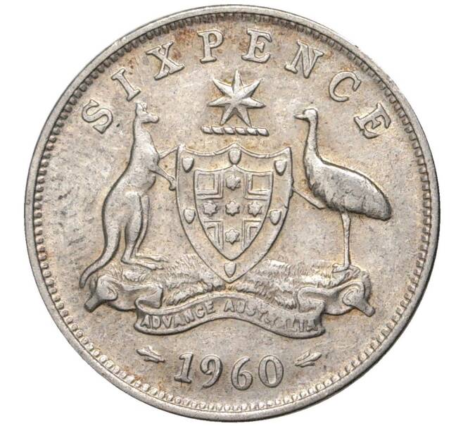 Монета 6 пенсов 1960 года Австралия (Артикул K27-5603)