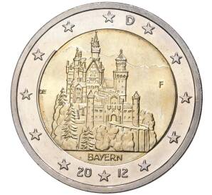 2 евро 2012 года F Германия «Федеральные земли Германии — Бавария (Замок Нойшванштайн)» — Фото №1