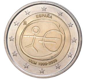 2 евро 2009 года Испания «10 лет монетарной политики ЕС и введения евро» — Фото №1