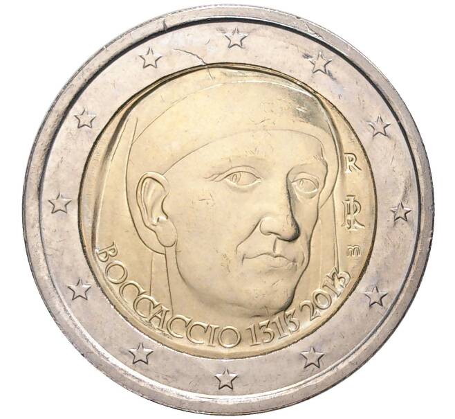 Монета 2 евро 2013 года Италия «700 лет со дня рождения Джованни Боккаччо» (Артикул M2-53395)