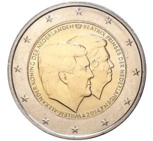 2 евро 2014 года Нидерланды «Вступление на престол Короля Виллема-Александра» — Фото №1