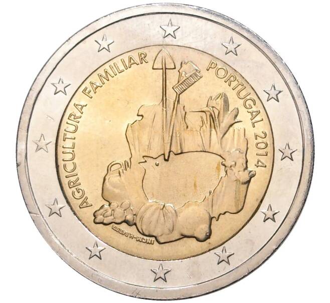 Монета 2 евро 2014 года Португалия «Международный год семейных фермерских хозяйств» (Артикул M2-53407)