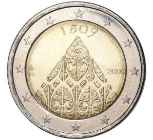 2 евро 2009 года Финляндия «200 лет автономии Финляндии» — Фото №1