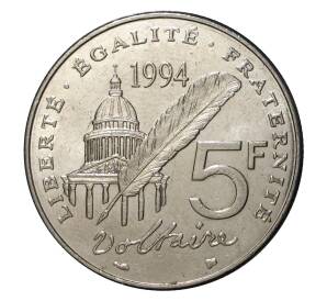 5 франков 1994 года Вольтер — Фото №2