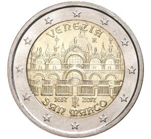 2 евро 2017 года Италия «400 лет постройке Собора Святого Марка» — Фото №1