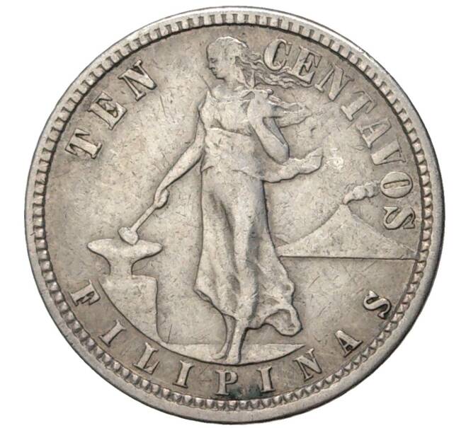 Монета 10 сентаво 1918 года Филиппины (администрация США) (Артикул K27-5744)