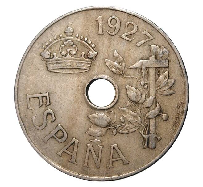 Монета 25 сентимо 1927 года (Артикул: M2-1674) — Фото №2