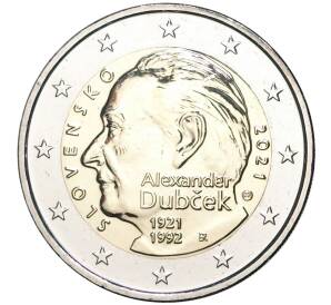 2 евро 2021 года Словакия «100 лет со дня рождения Александра Дубчека»
