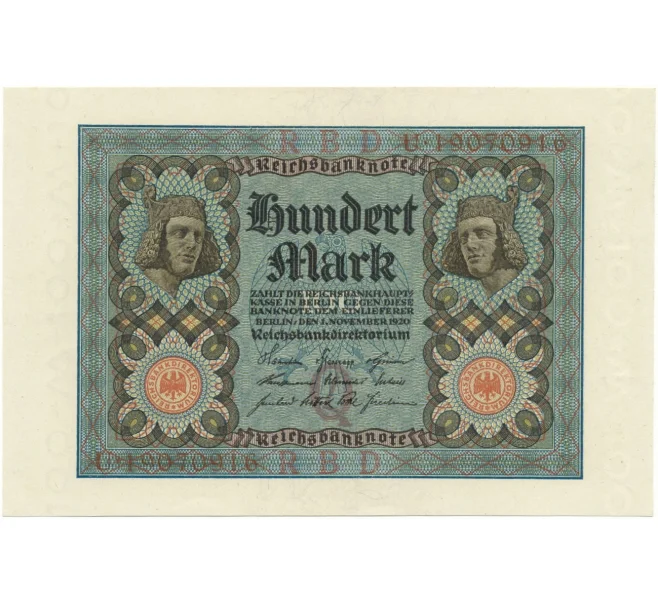 Банкнота 100 марок 1920 года Германия (Артикул B2-8319)