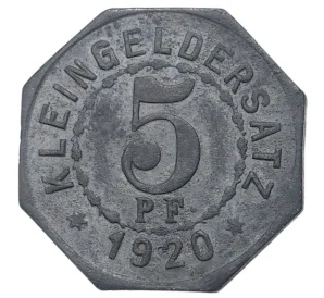 5 пфеннигов 1920 года Германия — город Мергентхайм (Нотгельд)