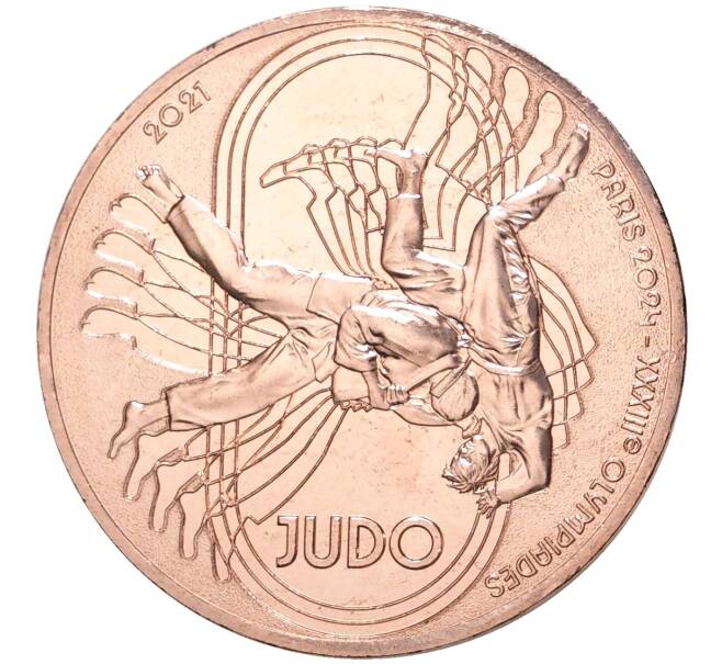 Монета 1/4 евро 2021 года Франция «XXXIII летние Олимпийские игры 2024 в Париже — Борьба дзюдо» (Артикул: M2-53888) — Фото №1