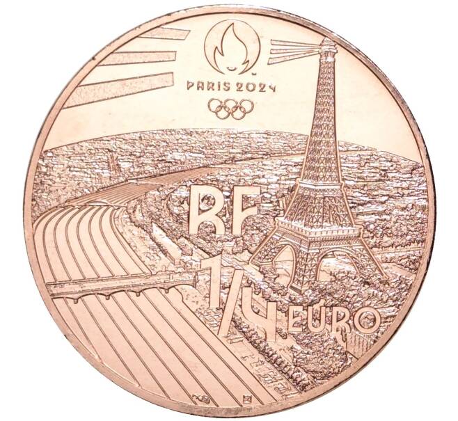 Монета 1/4 евро 2021 года Франция «XXXIII летние Олимпийские игры 2024 в Париже — Борьба дзюдо» (Артикул: M2-53888) — Фото №2