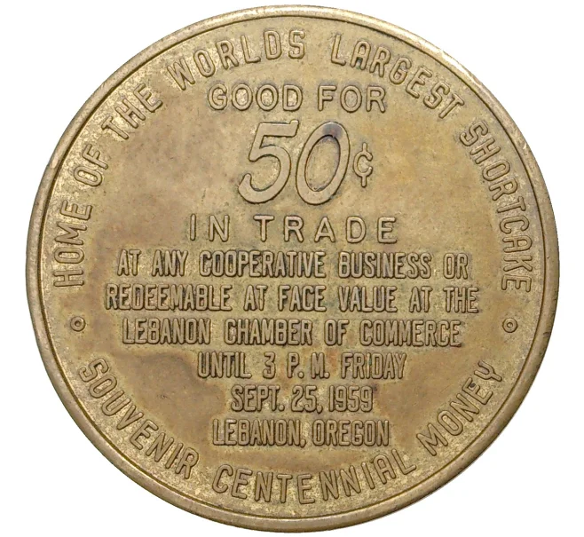 Жетон 50 центов 1959 года США «100 лет Орегону» (Артикул H5-0570)