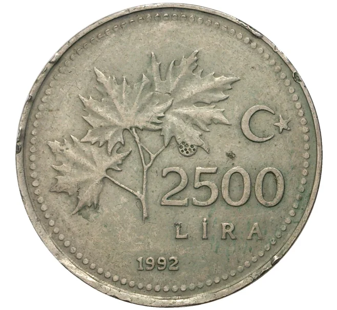 Монета 2500 лир 1992 года Турция (Артикул K11-1527)