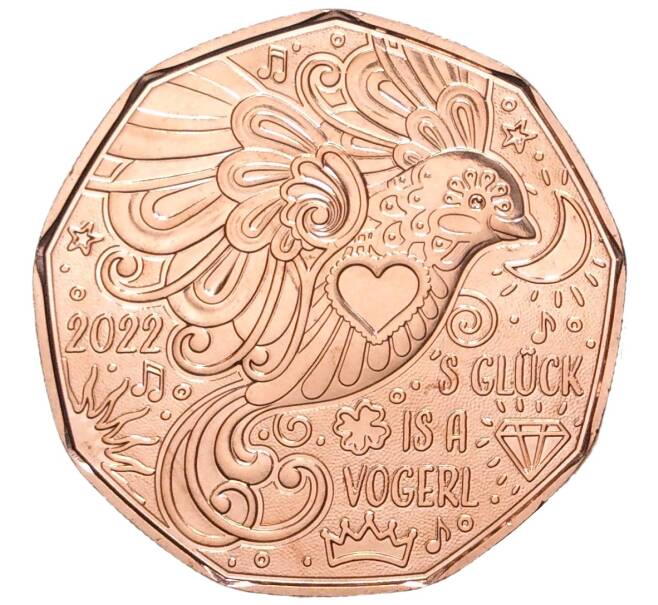 Монета 5 евро 2022 года Австрия «Птица счастья» (Артикул M2-54110)