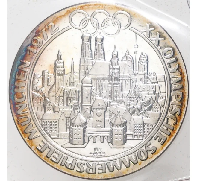 Жетон (медаль) 1972 года Западная Германия (ФРГ) «XX летние Олимпийские игры 1972 в Мюнхене — Дискобол» (Артикул H2-1133)