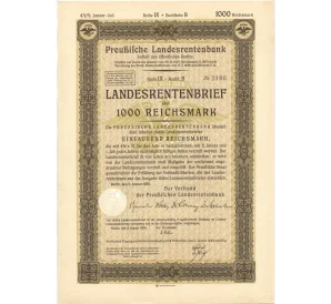 4 1/2% акция (облигация) 1000 рейхсмарок 1935 года Германия