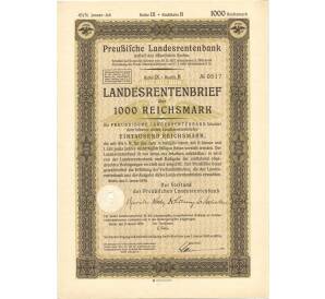 4 1/2% акция (облигация) 1000 рейхсмарок 1935 года Германия — Фото №1