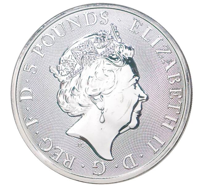 Монета 5 фунтов 2020 года Великобритания «Звери Королевы — Белый лев Мортимера» (Артикул M2-32631)
