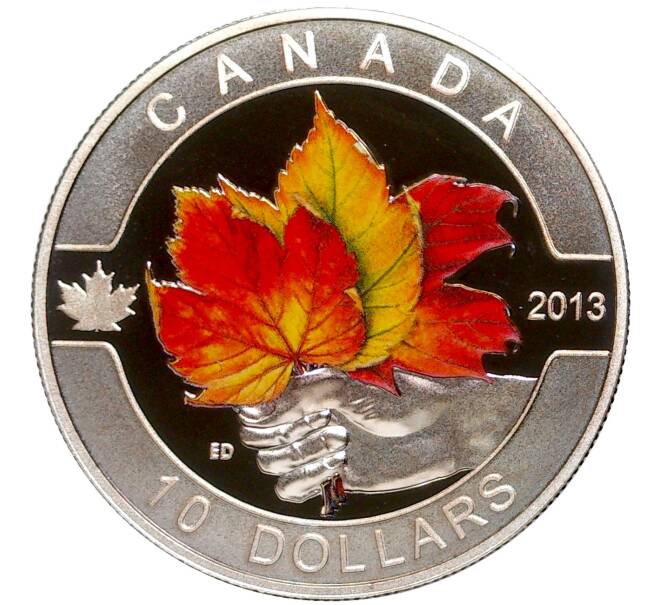 Монета 10 долларов 2013 года Канада «Кленовые листья» (Артикул M2-54328)