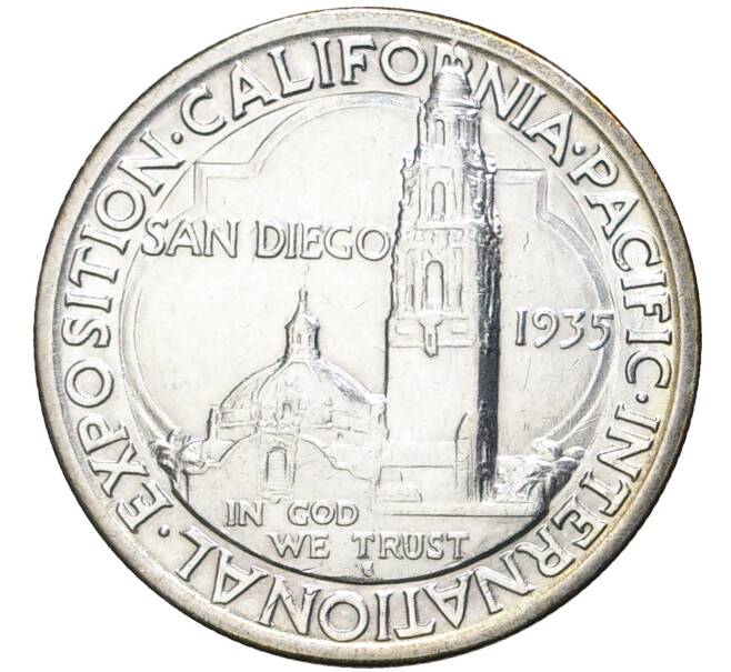 Монета 1/2 доллара (50 центов) 1935 года S США «Калифорнийская Тихоокеанская международная выставка в Сан-Диего» (Артикул M2-54353)