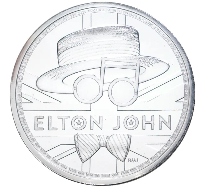 Монета 2 фунта 2021 года Великобритания «Легенды музыки — Элтон Джон» (Артикул M2-54370)