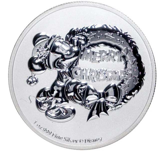 Монета 2 доллара 2021 года Ниуэ «Микки Маус — Счастливого Рождества» (Артикул M2-54375)