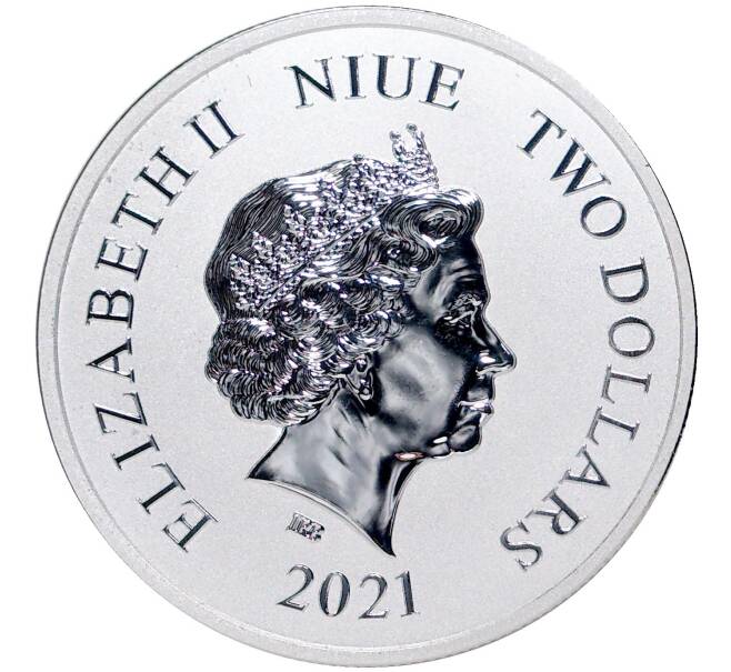Монета 2 доллара 2021 года Ниуэ «Микки Маус — Счастливого Рождества» (Артикул M2-54375)