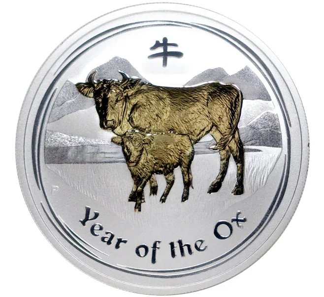 Монета 1 доллар 2009 года Австралия «Китайский гороскоп — Год быка» (Позолота) (Артикул M2-54380)