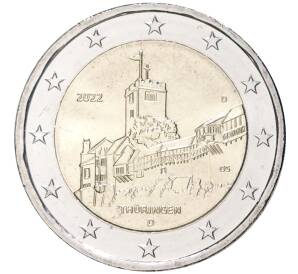 2 евро 2022 года D Германия «Федеральные земли Германии — Тюрингия (Замок Вартбург)» — Фото №1