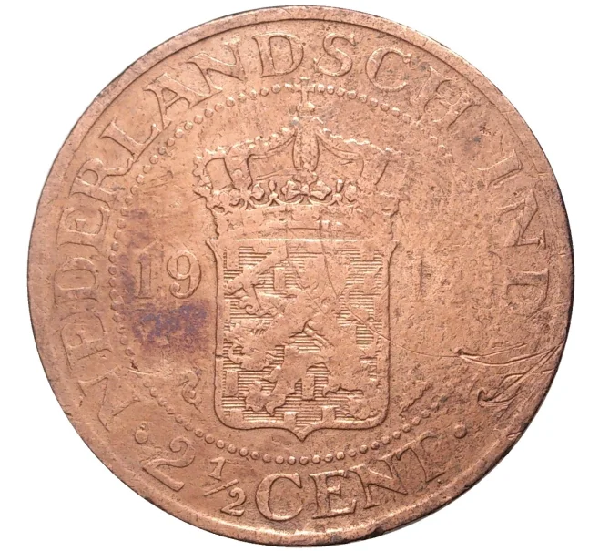 Монета 2 1/2 цента 1914 года Голландская Ост-Индия (Артикул M2-54987)