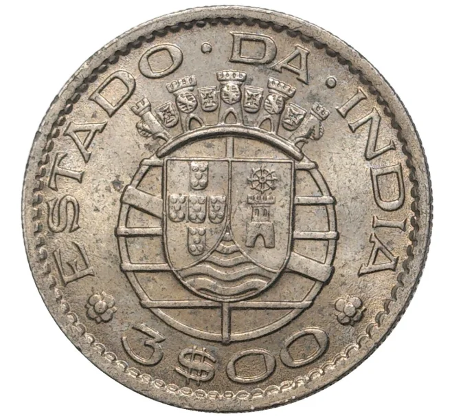 Монета 3 эскудо 1959 года Португальская Индия (Артикул K27-7053)