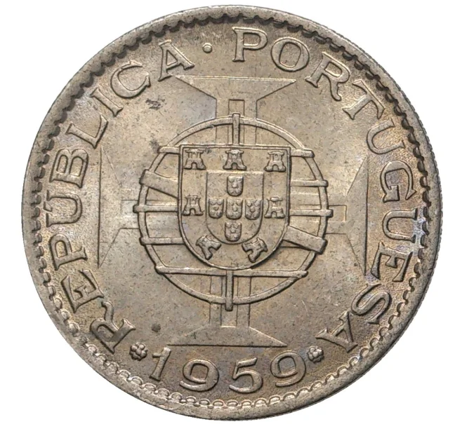 Монета 3 эскудо 1959 года Португальская Индия (Артикул K27-7053)