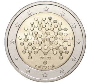2 евро 2022 года Латвия «Финансовая грамотность» — Фото №1