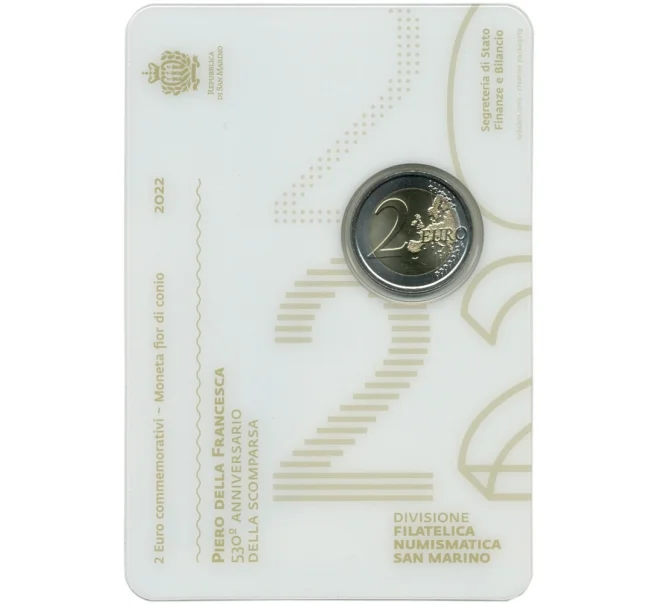 Монета 2 евро 2022 года Сан-Марино «530 лет со дня смерти Пьеро делла Франческа» (в блистере) (Артикул M2-55459)