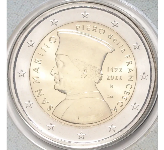 Монета 2 евро 2022 года Сан-Марино «530 лет со дня смерти Пьеро делла Франческа» (в блистере) (Артикул M2-55459)