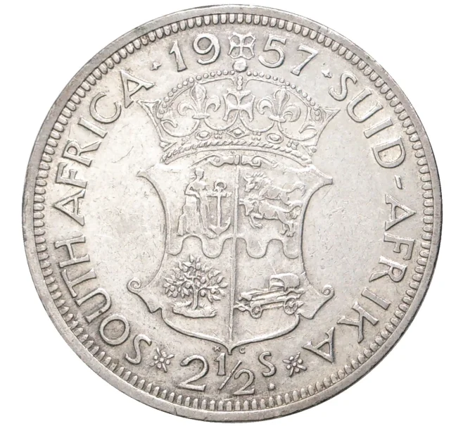Монета 2 1/2 шиллинга 1957 года Британская Южная Африка (Артикул K27-7450)