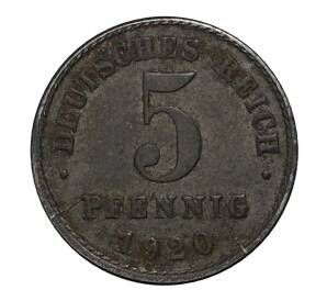 5 пфеннигов 1920 года J Германия — Фото №1
