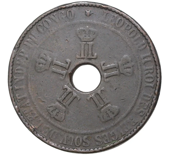 Монета 10 сантимов 1888 года Свободное Государство Конго (Бельгийское Конго) (Артикул M2-55508)