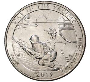 25 центов (1/4 доллара) 2019 года S США «Национальные парки — №48 Национальный монумент воинской доблести в Тихом океане» — Фото №1