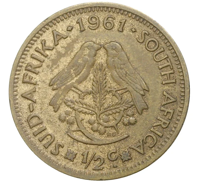 Монета 1/2 цента 1961 года ЮАР (Артикул K11-4393)
