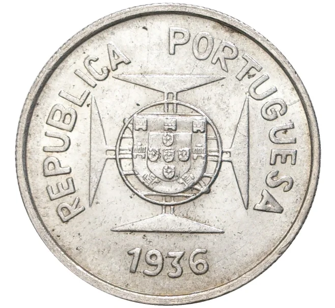 Монета 1/2 рупии 1936 года Португальская Индия (Артикул K11-4524)