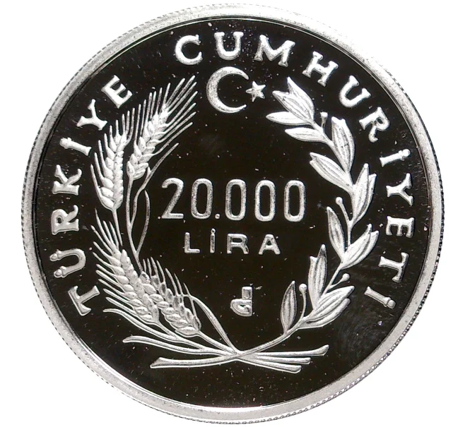 Монета 20000 лир 1990 года Турция «Чемпионат мира по футболу 1990 в Италии — Глобус» (Артикул K11-4538)