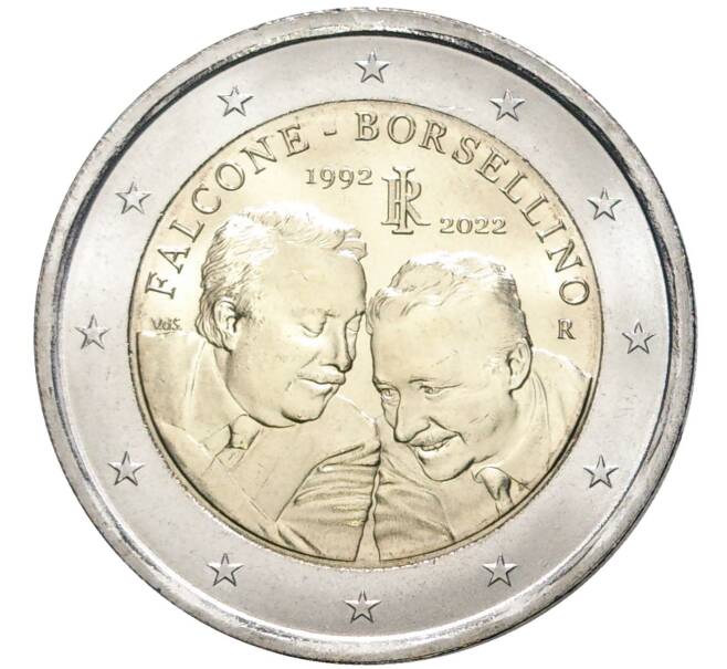 Монета 2 евро 2022 года Италия «30 лет со дня смерти судей Джованни Фальконе и Паоло Борселлино» (Артикул M2-55750)
