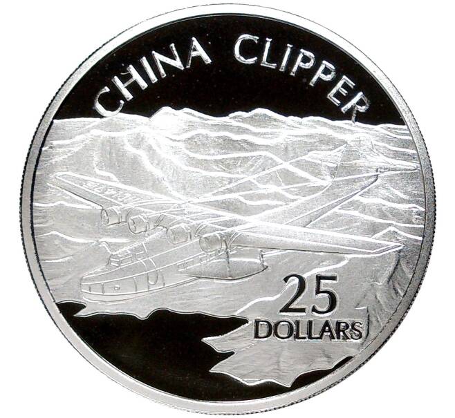 Монета 25 долларов 2003 года Соломоновы острова «Самолеты — China Clipper» (Артикул K27-7570)