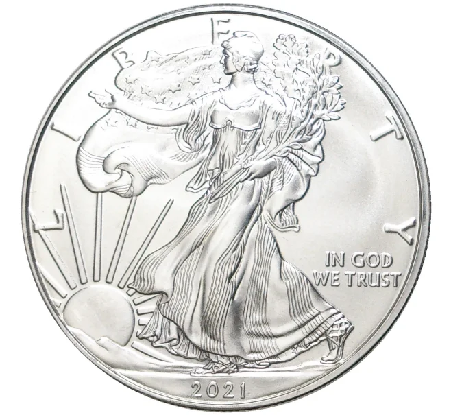 Монета 1 доллар 2021 года США «Шагающая Свобода» (Артикул M2-55870)