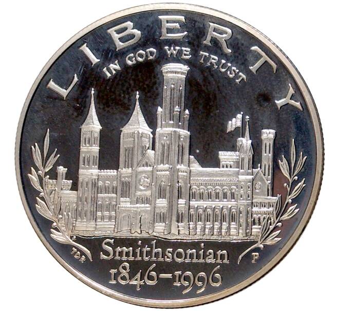 Монета 1 доллар 1996 года Р США «150 лет Смитсоновскому институту» (Артикул K11-5212)